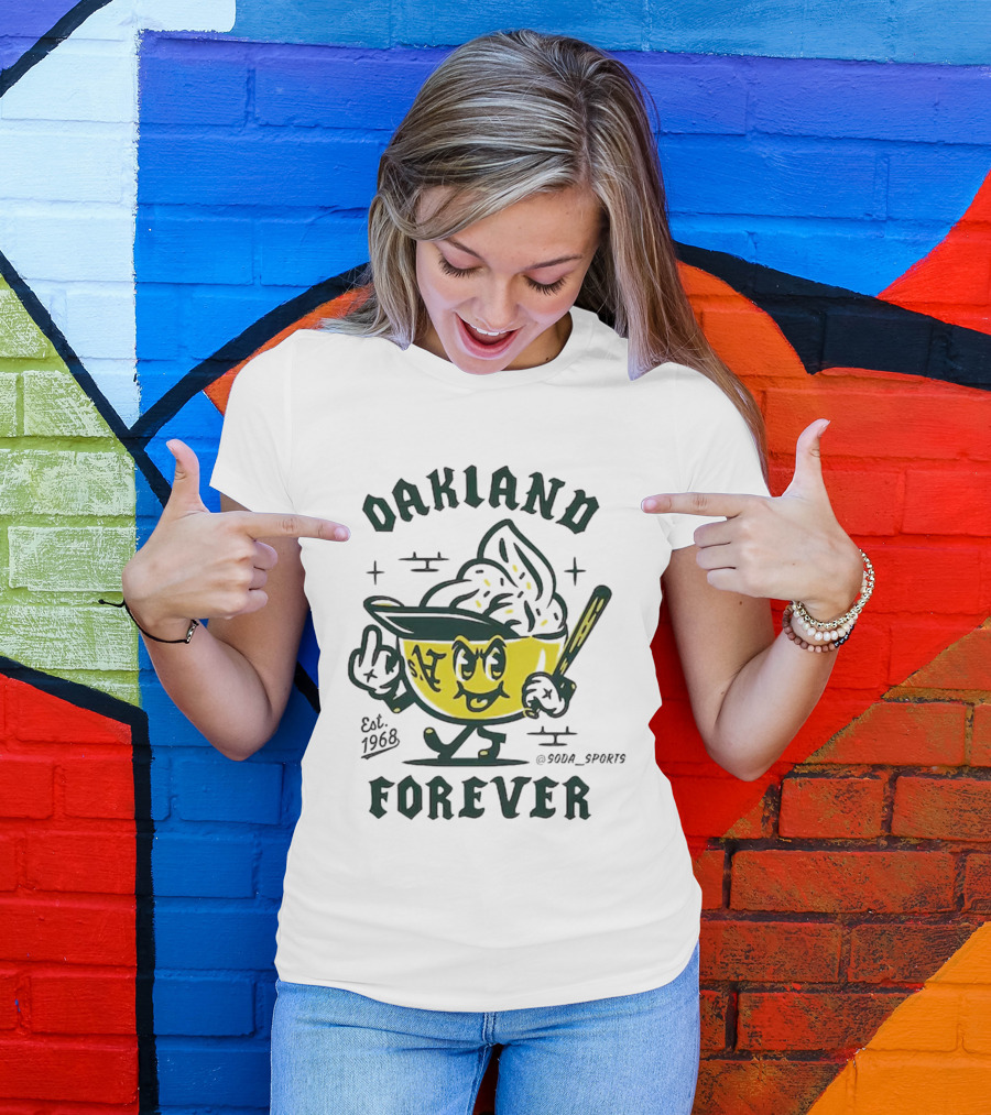 Oakland A's Forever Est. 1968 Retro Baseball Character T-Shirt