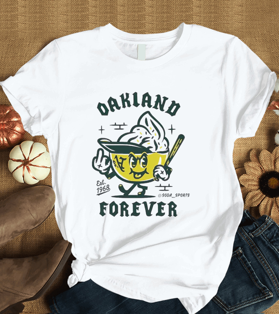 Oakland A's Forever Est. 1968 Retro Baseball Character T-Shirt