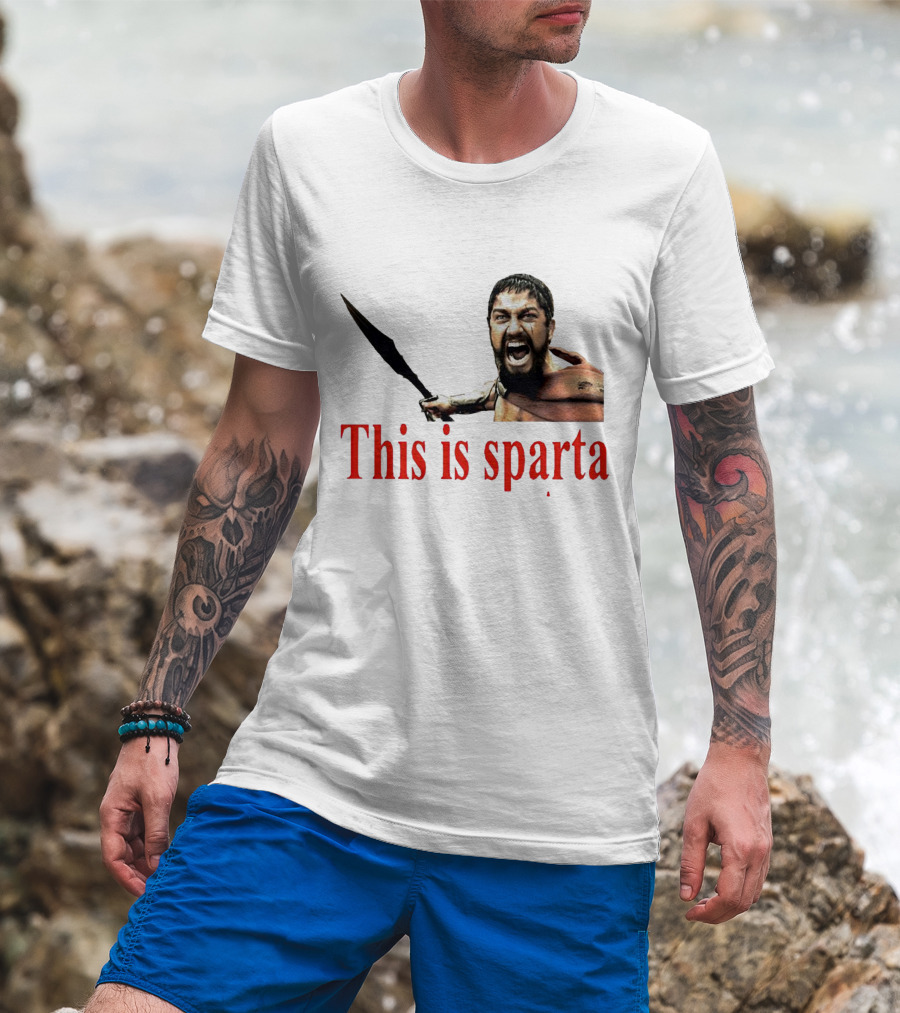 This Is Sparta Gerard Butler 300 Movie Scene Iconic Shout T-Shirt