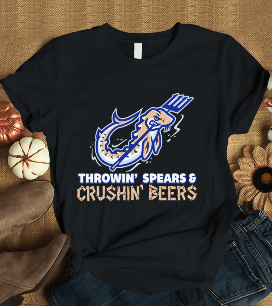 Throwin' Spears And Crushin' Beers Catfish With Pitchfork T-Shirt
