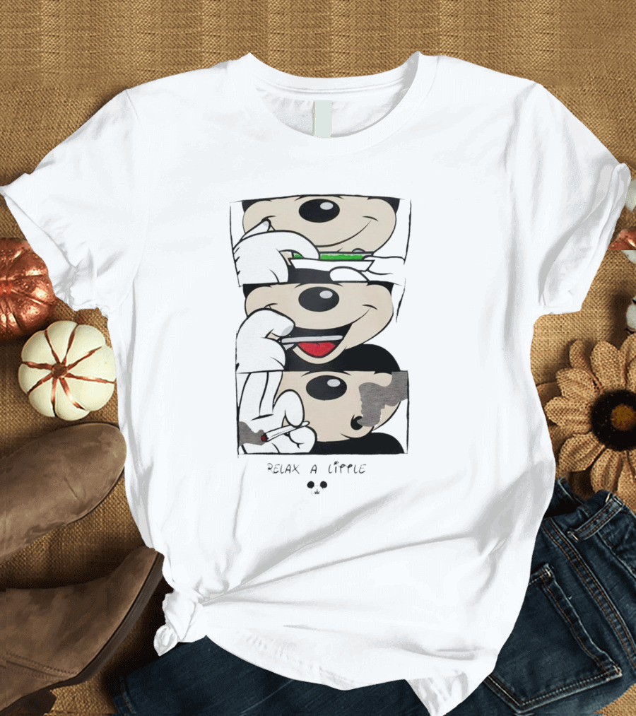 Mickey Relax A Little Smoking Cartoon Comic Strip T-Shirt