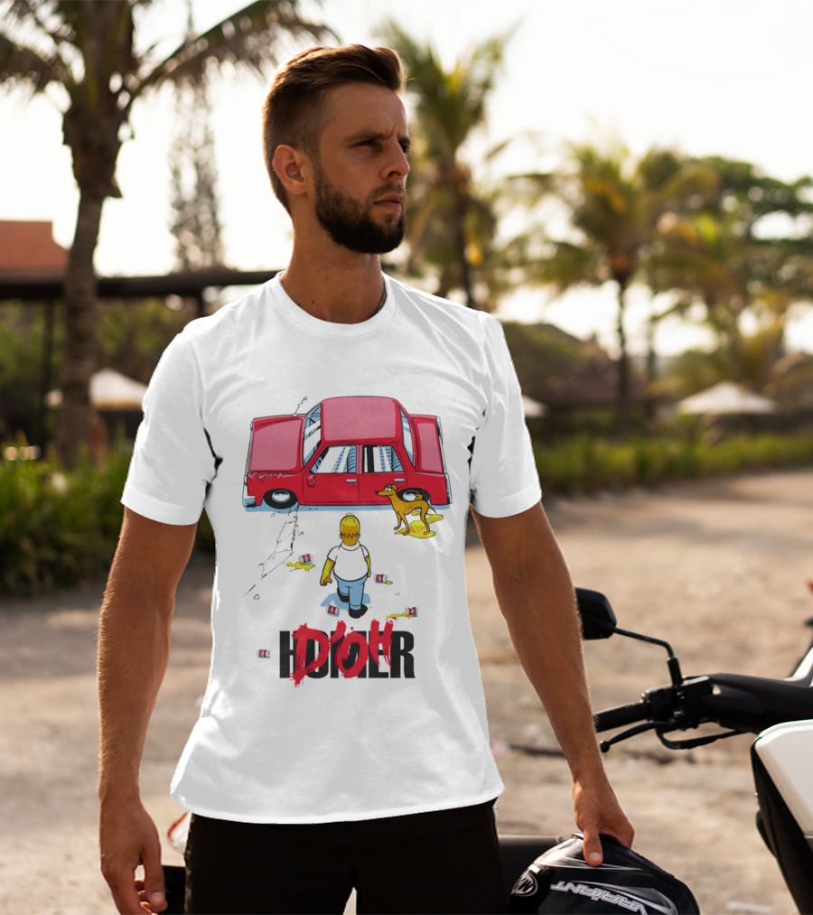 The Simpsons D’Oh Homer Red Car And Dog T-Shirt