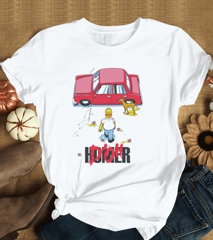 The Simpsons D’Oh Homer Red Car And Dog T-Shirt