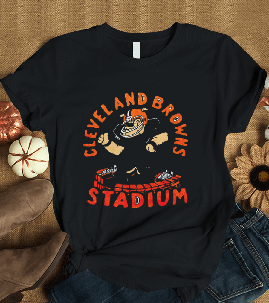 Cleveland Browns Stadium Mascot With Helmet And Arena T-Shirt