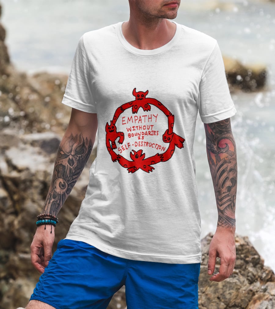 Empathy Without Boundaries Is Self-Destruction Red Demon Circle T-Shirt