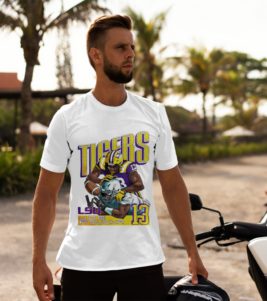 LSU Tigers Joe Foucha 13 Football Tackle T-Shirt