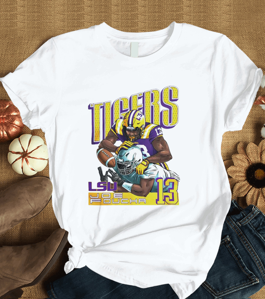 LSU Tigers Joe Foucha 13 Football Tackle T-Shirt