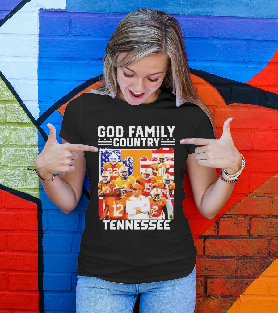 God Family Country Tennessee Volunteers Football American Flag T-Shirt