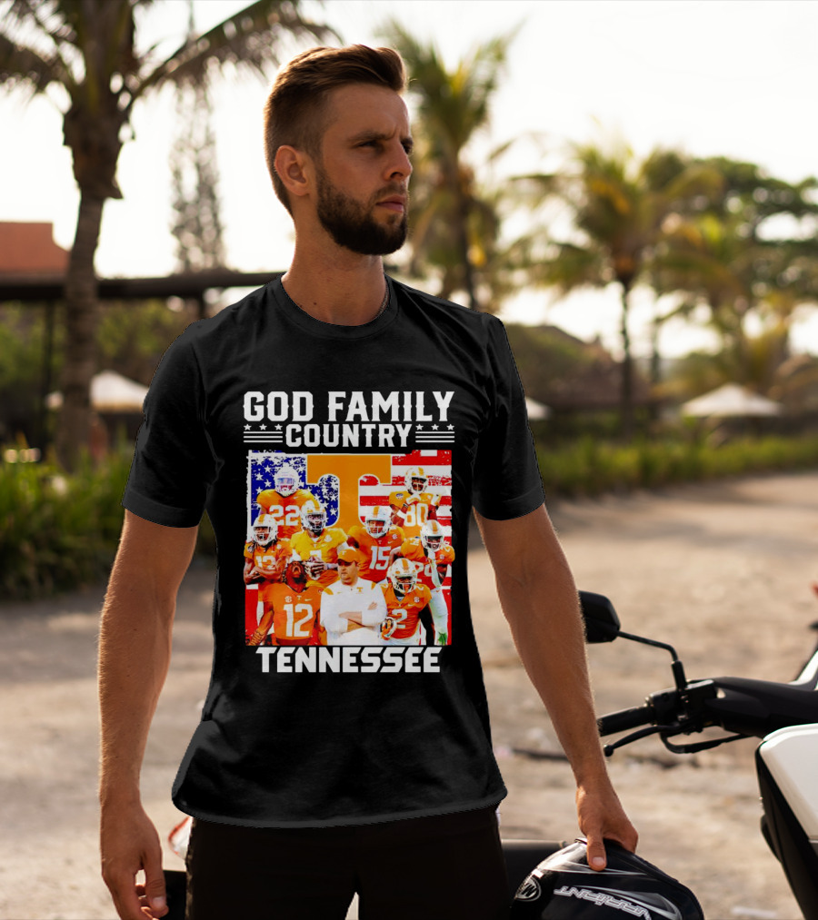 God Family Country Tennessee Volunteers Football American Flag T-Shirt