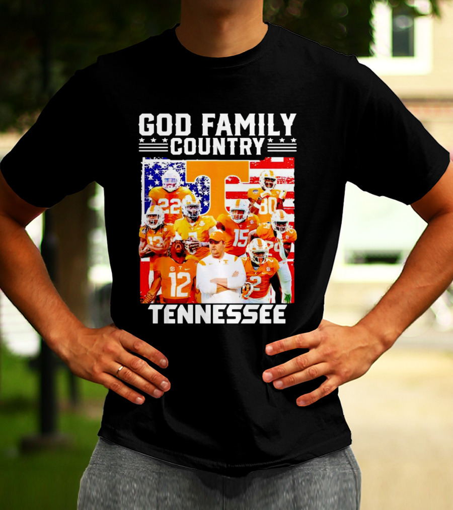 God Family Country Tennessee Volunteers Football American Flag T-Shirt
