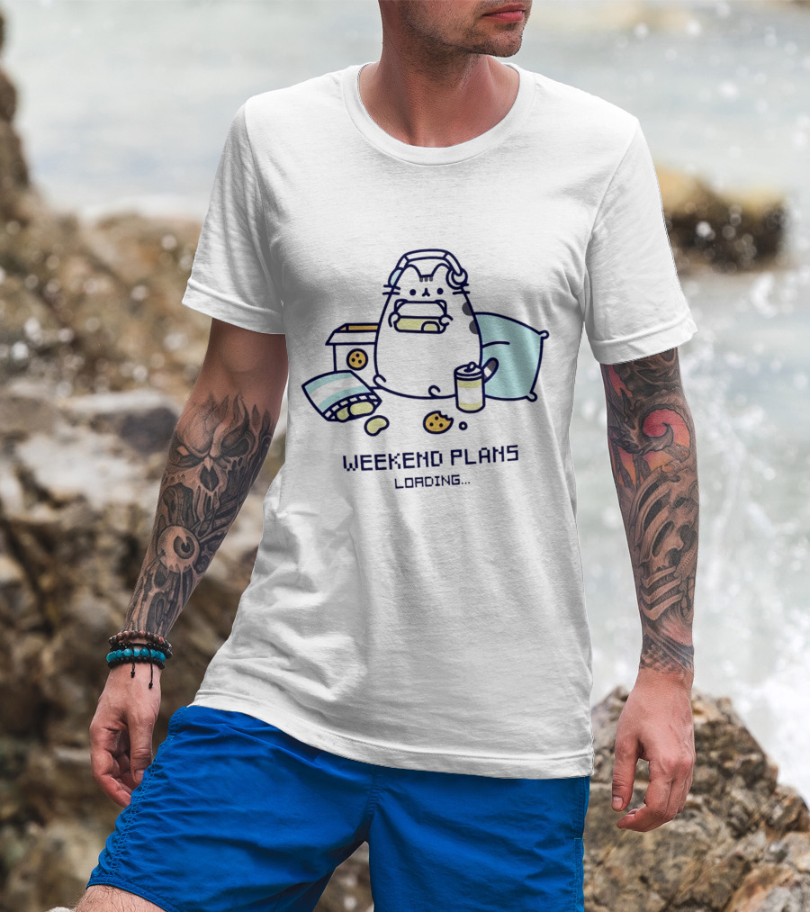 Weekend Plans Loading Pusheen Cat Snacks And Headphones T-Shirt