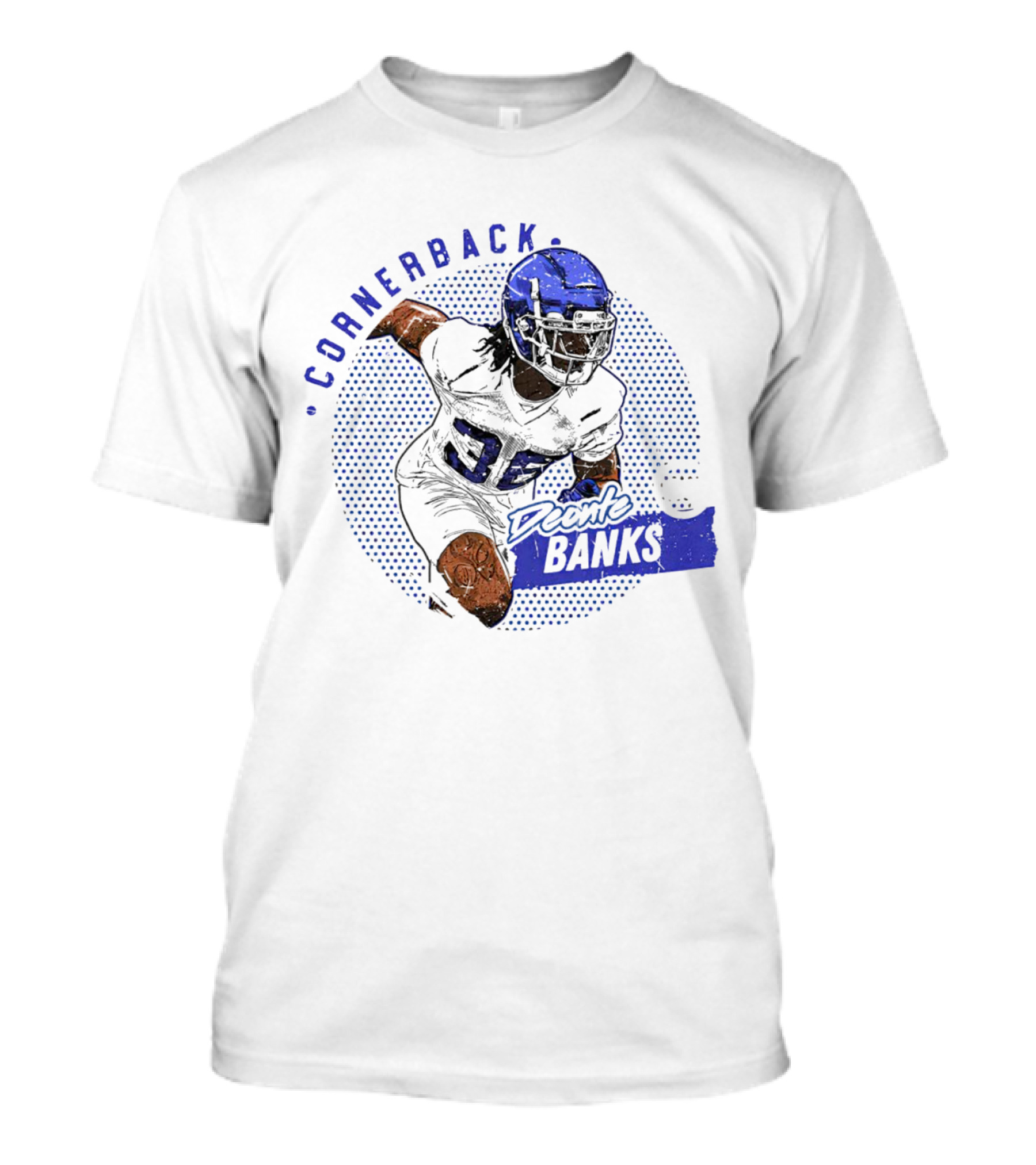 Deonte Banks New York Giants Cornerback Dots Blue Football Player T-Shirt