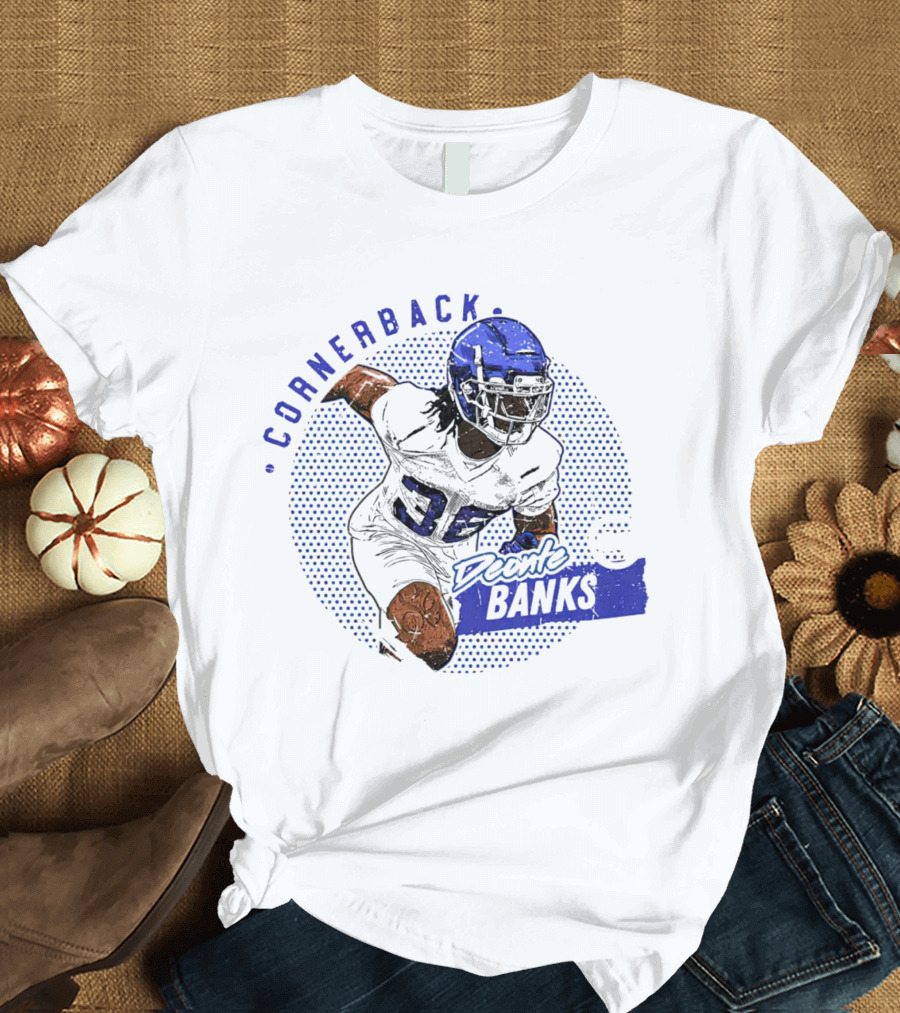 Deonte Banks New York Giants Cornerback Dots Blue Football Player T-Shirt