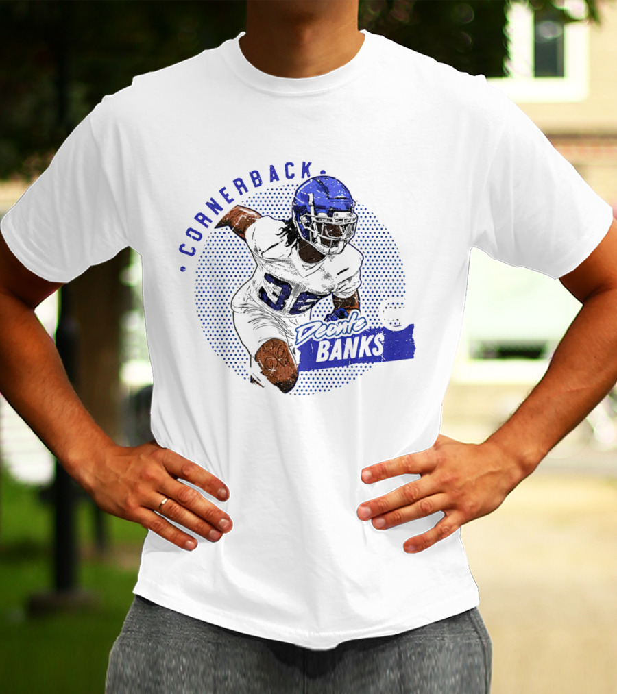Deonte Banks New York Giants Cornerback Dots Blue Football Player T-Shirt