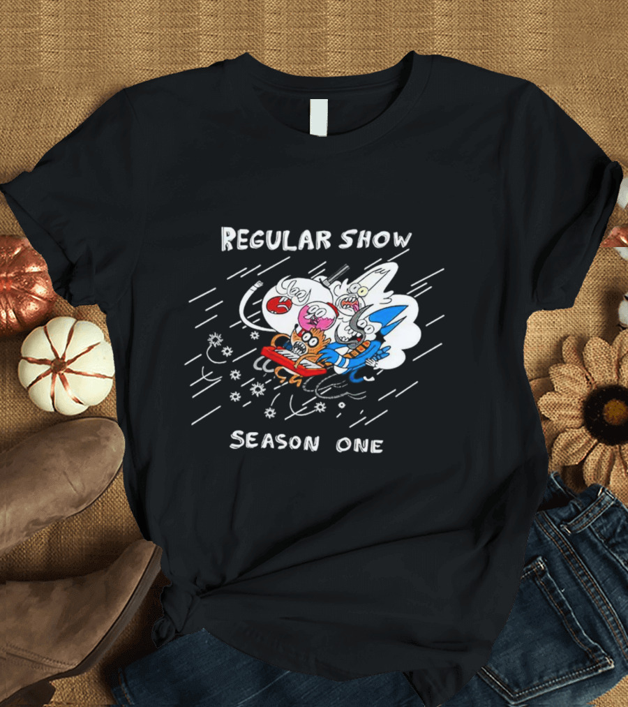 Regular Show Season One Animated Characters In Action T-Shirt