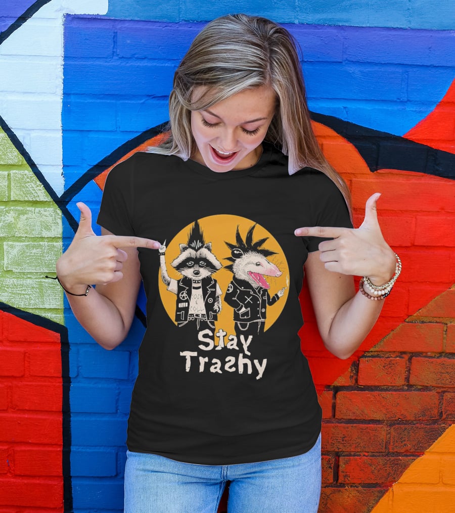 Stay Trashy Rock And Roll Punk Raccoon And Possum T-Shirt