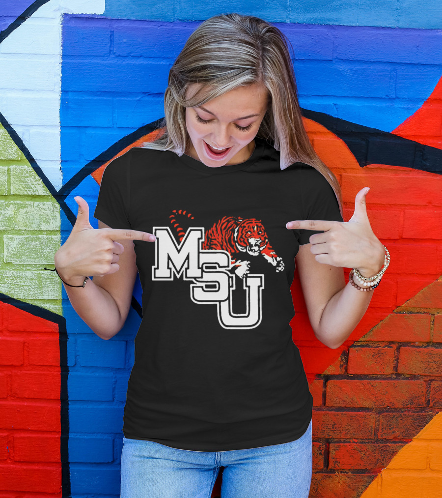 MSU Tiger Logo With Fierce Tiger Image T-Shirt