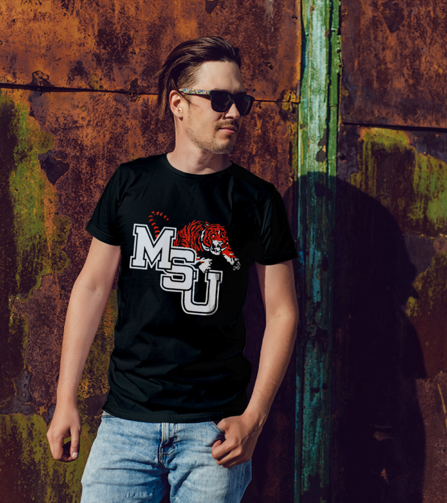 MSU Tiger Logo With Fierce Tiger Image T-Shirt