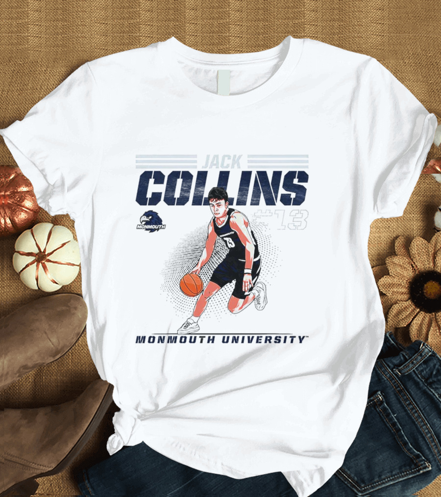Jack Collins Monmouth University Basketball Number 13 Caricature T-Shirt