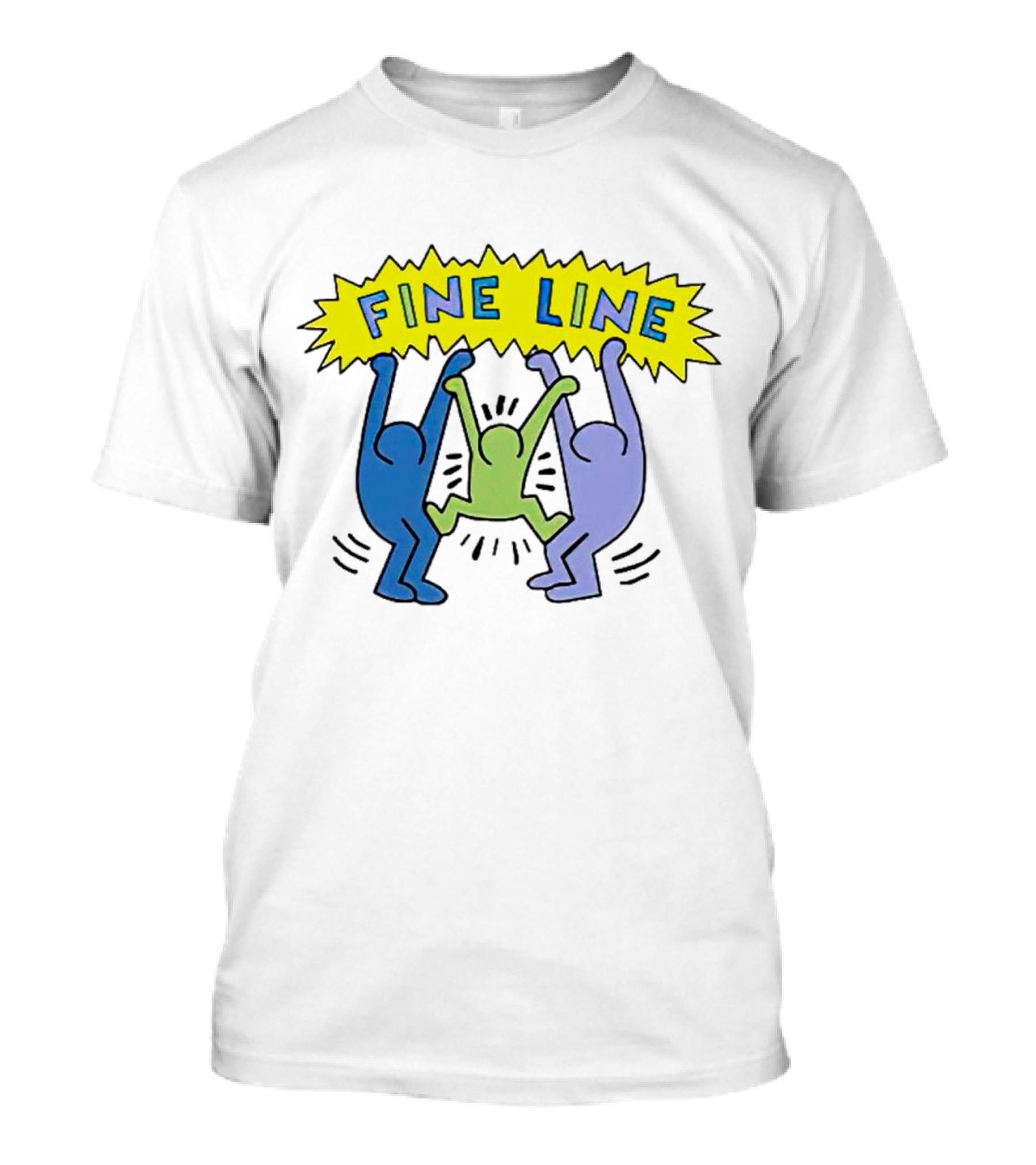 Fine Line Colorful Figures In Haring T-Shirt