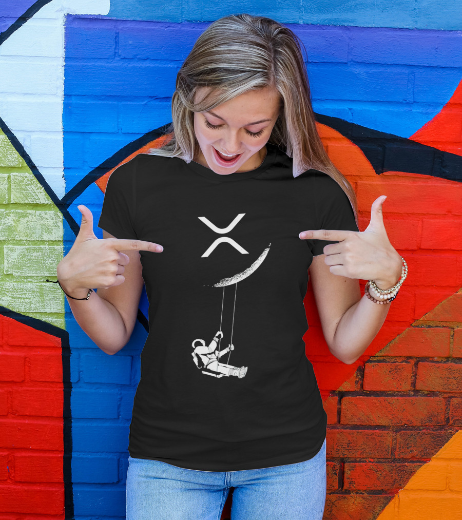 XRP Astronaut Swinging Under Crescent Moon T-Shirt