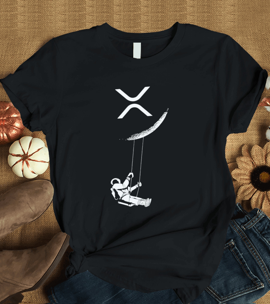 XRP Astronaut Swinging Under Crescent Moon T-Shirt