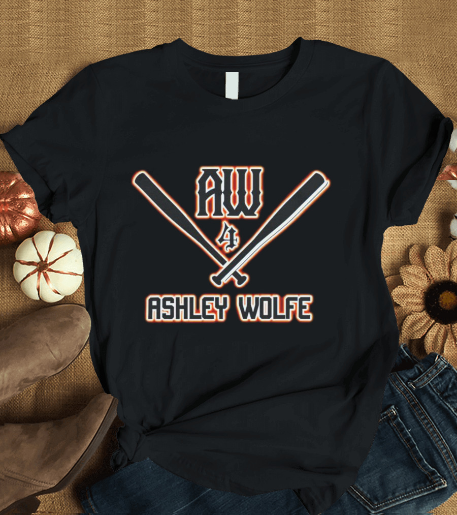 AW 4 Ashley Wolfe Baseball Crossed Bats T-Shirt