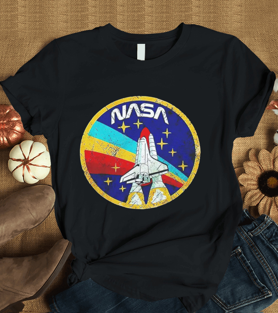 NASA Logo Space Shuttle Retro Rocket Stars T-Shirt
