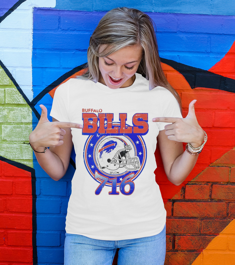 Buffalo Bills Bflo 716 Day Celebration Helmet Stars T-Shirt
