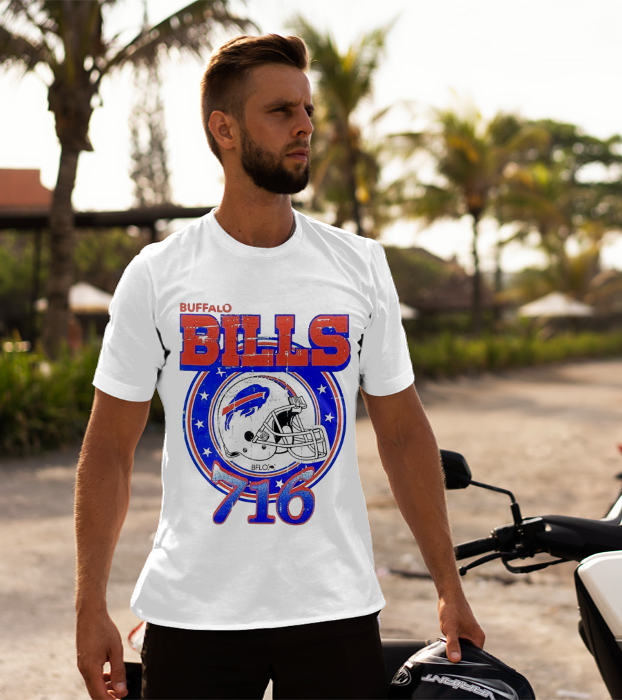 Buffalo Bills Bflo 716 Day Celebration Helmet Stars T-Shirt