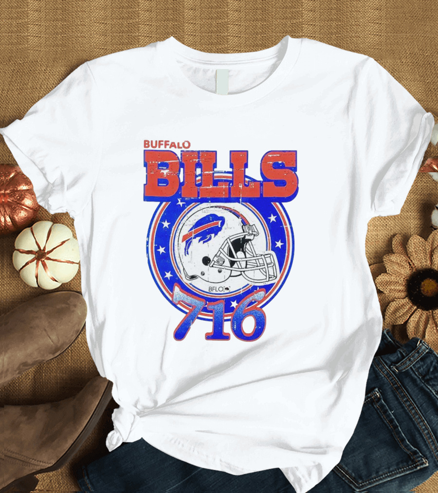 Buffalo Bills Bflo 716 Day Celebration Helmet Stars T-Shirt