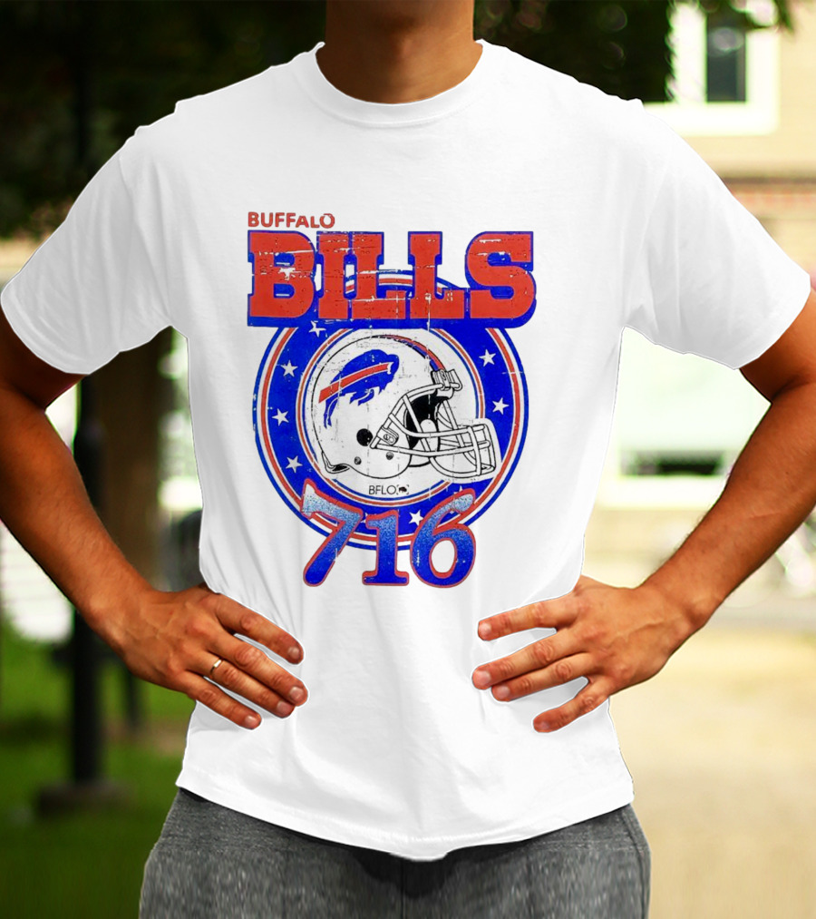 Buffalo Bills Bflo 716 Day Celebration Helmet Stars T-Shirt