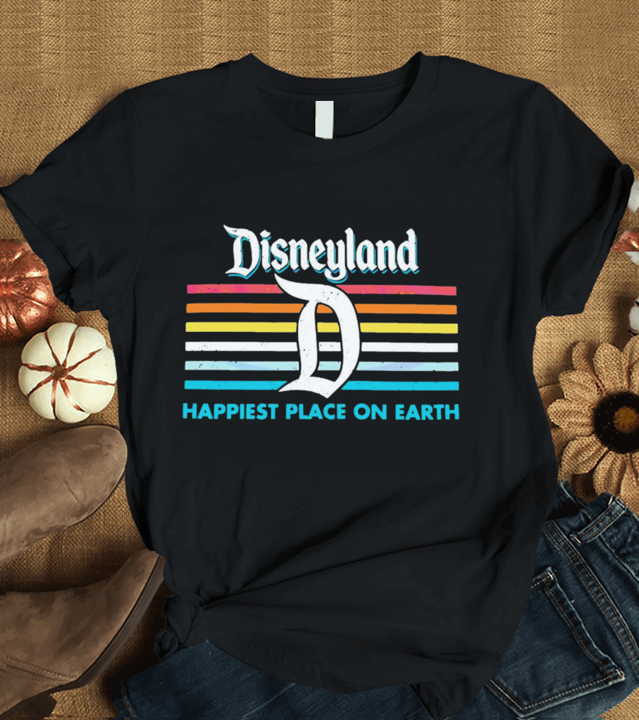 Disneyland Happiest Place On Earth Retro Stripes Logo Ringer T-Shirt