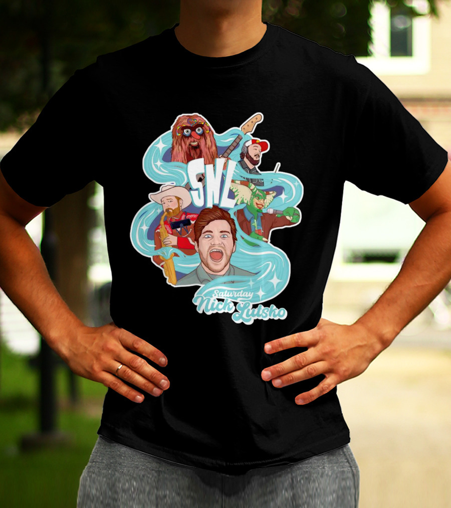 Saturday Nick Lutsko SNL Characters And Music Elements T-Shirt
