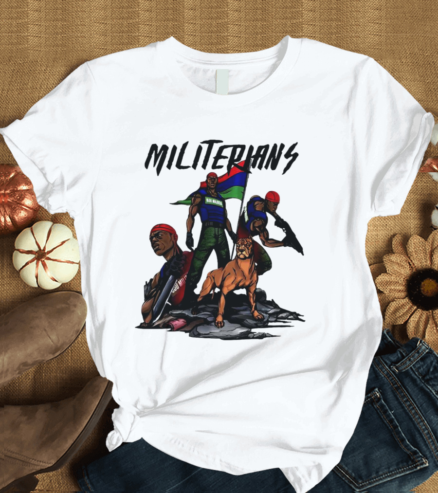 Beautiful And Brutal Militerians With Warrior Dog And Flag Display T-Shirt