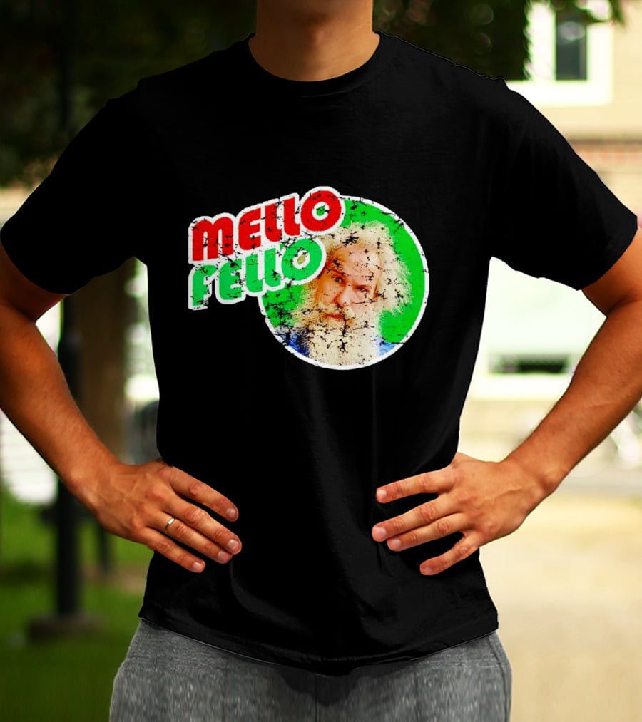 Mello Fello Vintage Distressed Green Red Circle With Bearded Man T-Shirt