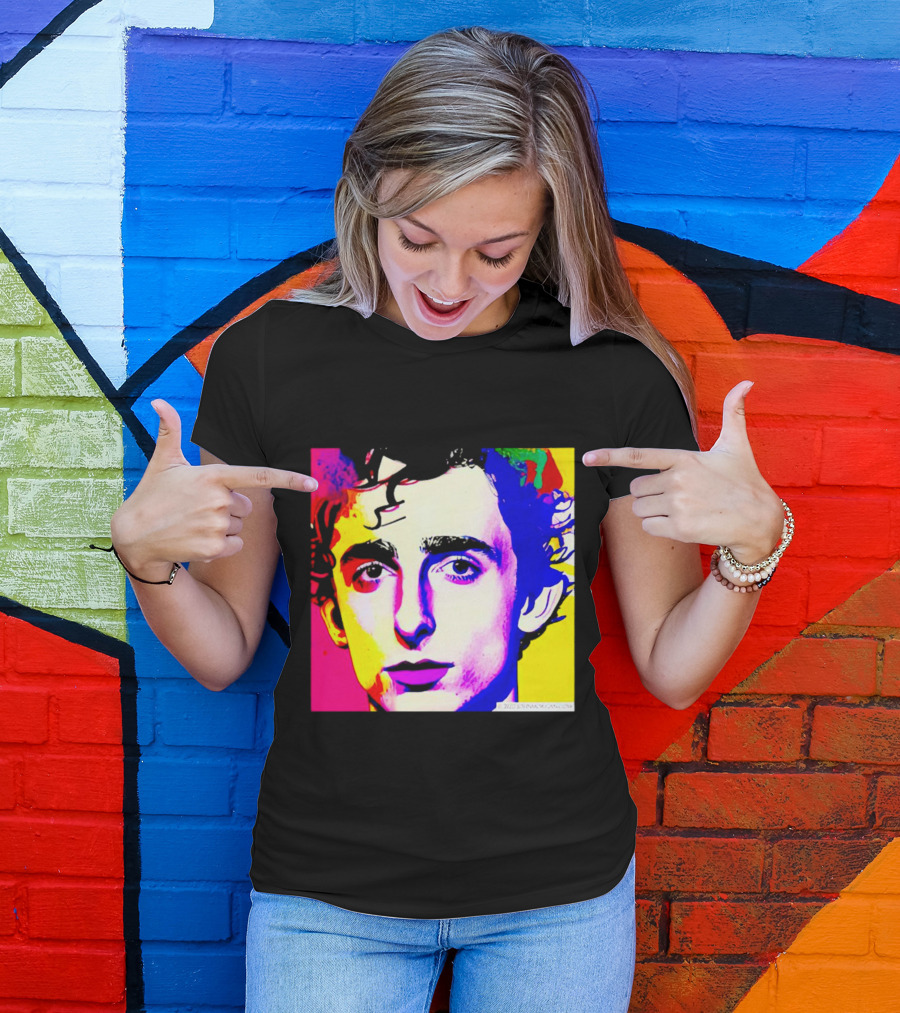 Timothee Chalamet Pop Art Portrait Multicolored Andy Warhol T-Shirt