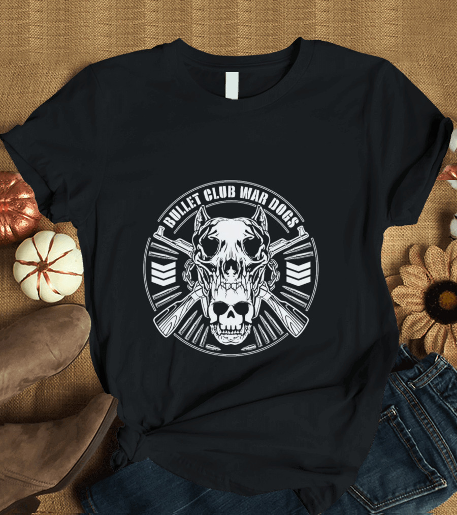 Bullet Club War Dogs Skull And Crossed Guns Emblem T-Shirt