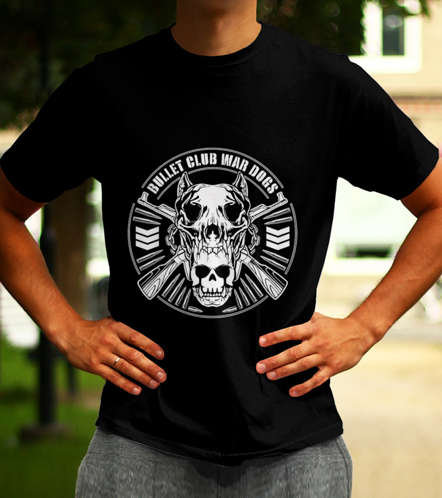 Bullet Club War Dogs Skull And Crossed Guns Emblem T-Shirt