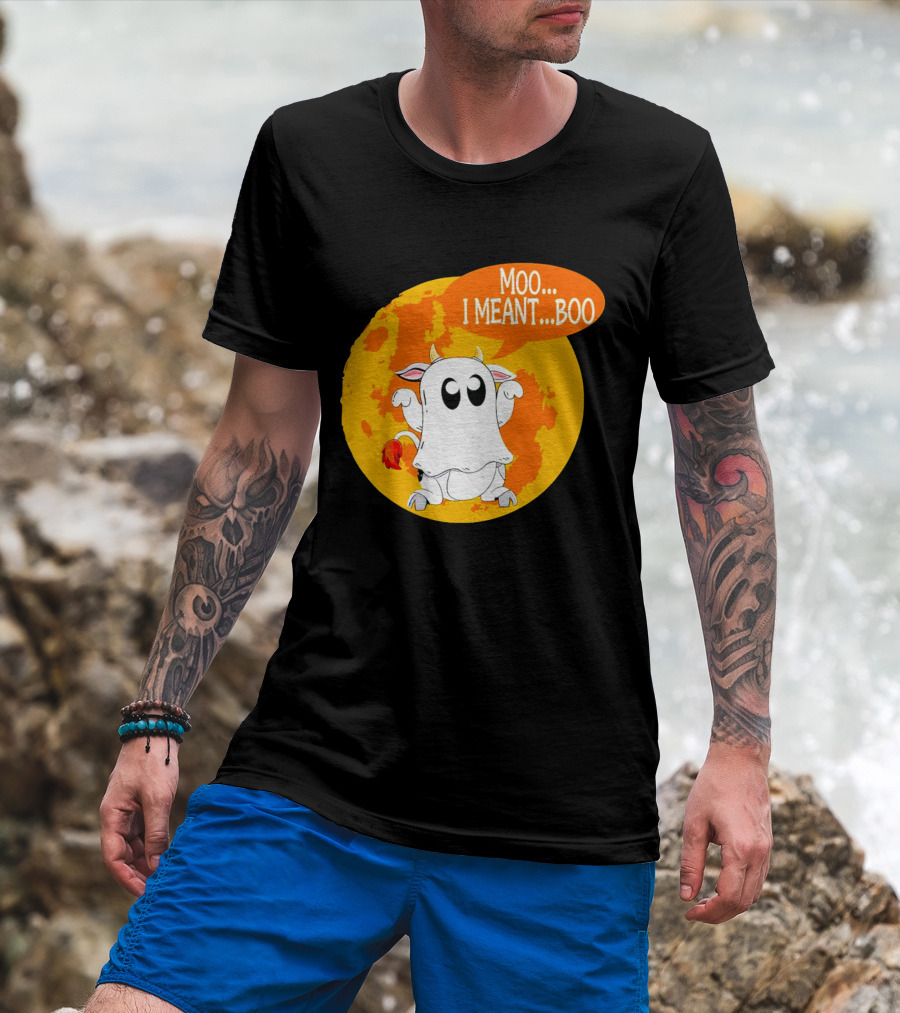 Moo I Meant Boo Ghost Cow Halloween Costume T-Shirt