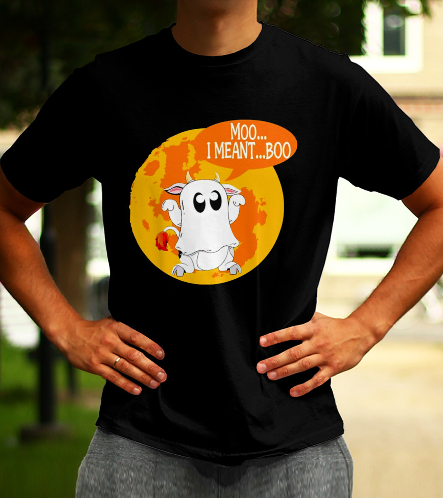 Moo I Meant Boo Ghost Cow Halloween Costume T-Shirt