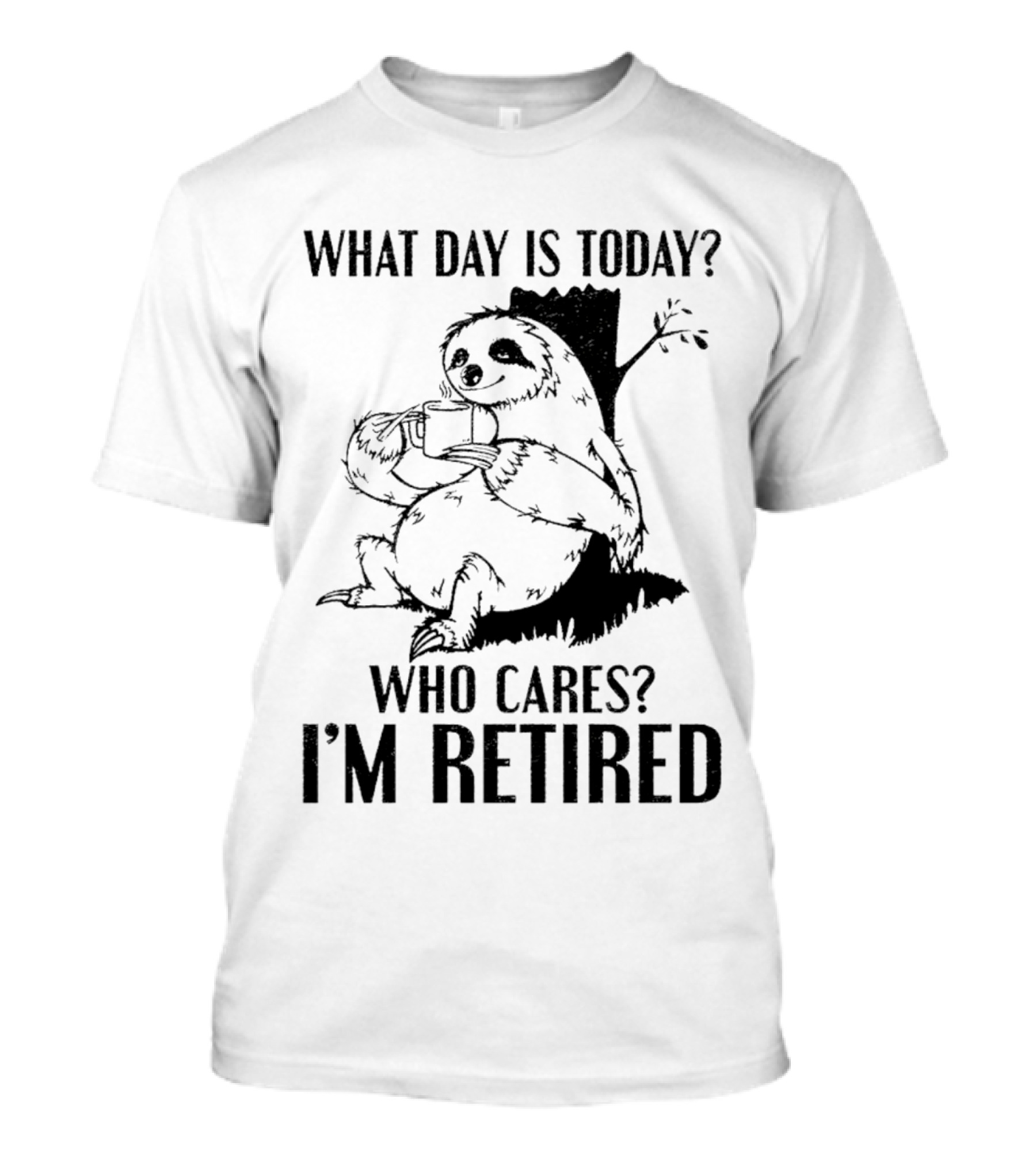 What Day Is Today Who Cares I'm Retired Sloth Relaxation T-Shirt