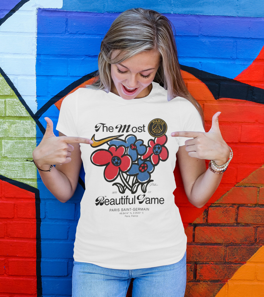 The Most Beautiful Game Paris Saint-Germain Logo And Floral T-Shirt