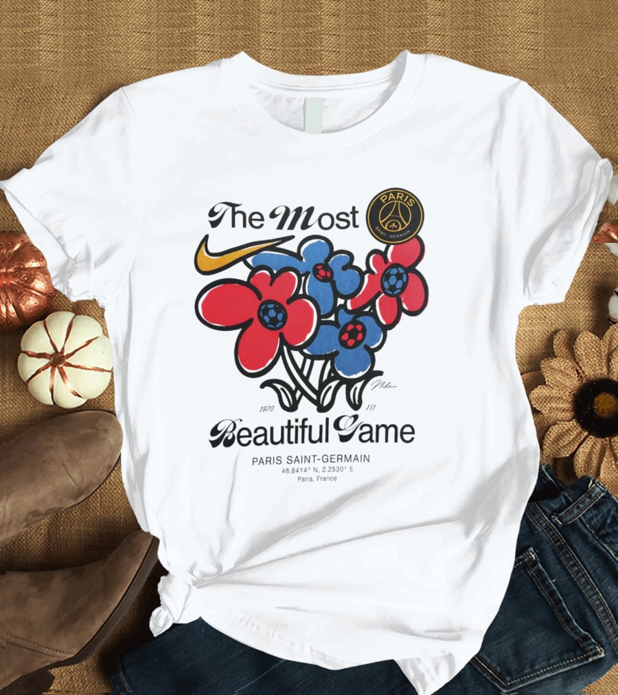 The Most Beautiful Game Paris Saint-Germain Logo And Floral T-Shirt