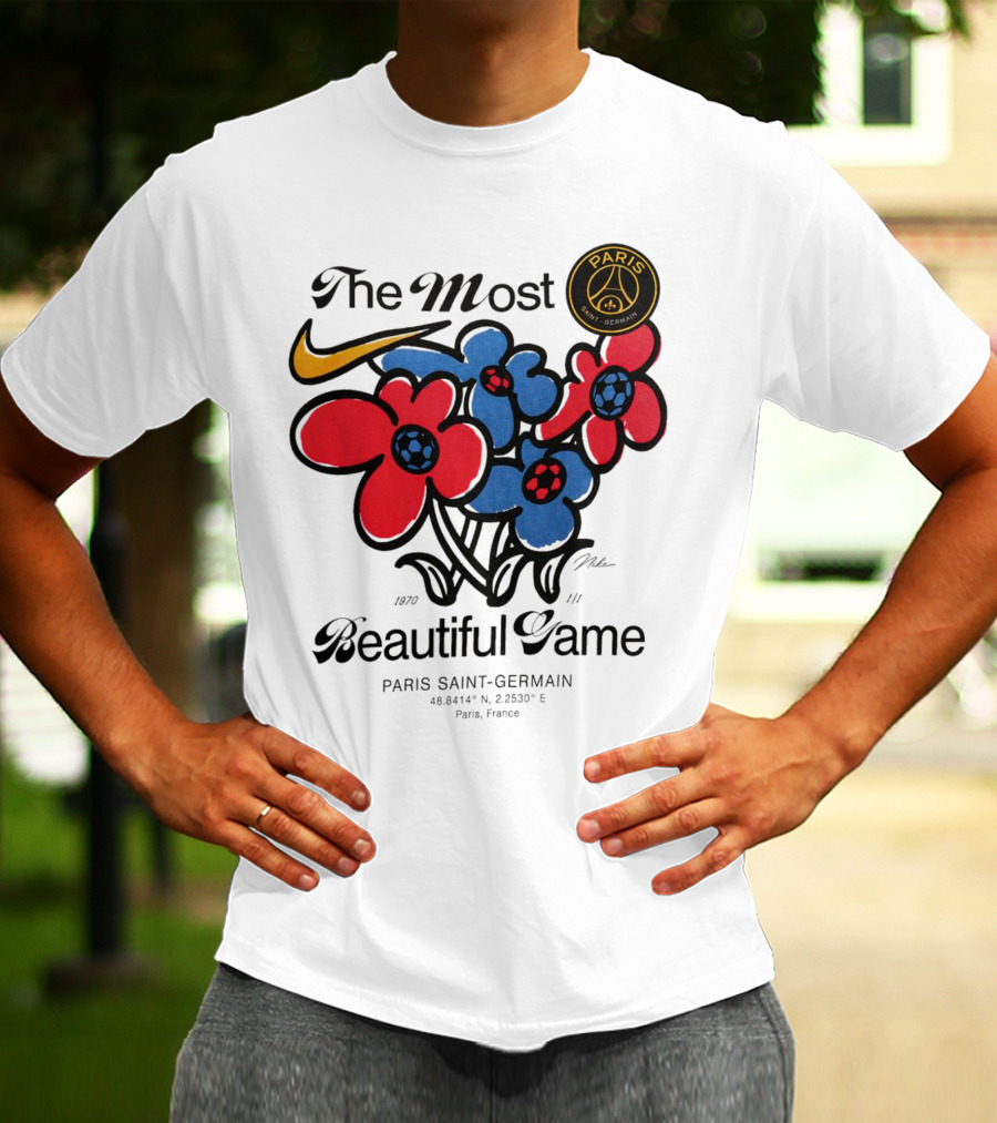 The Most Beautiful Game Paris Saint-Germain Logo And Floral T-Shirt
