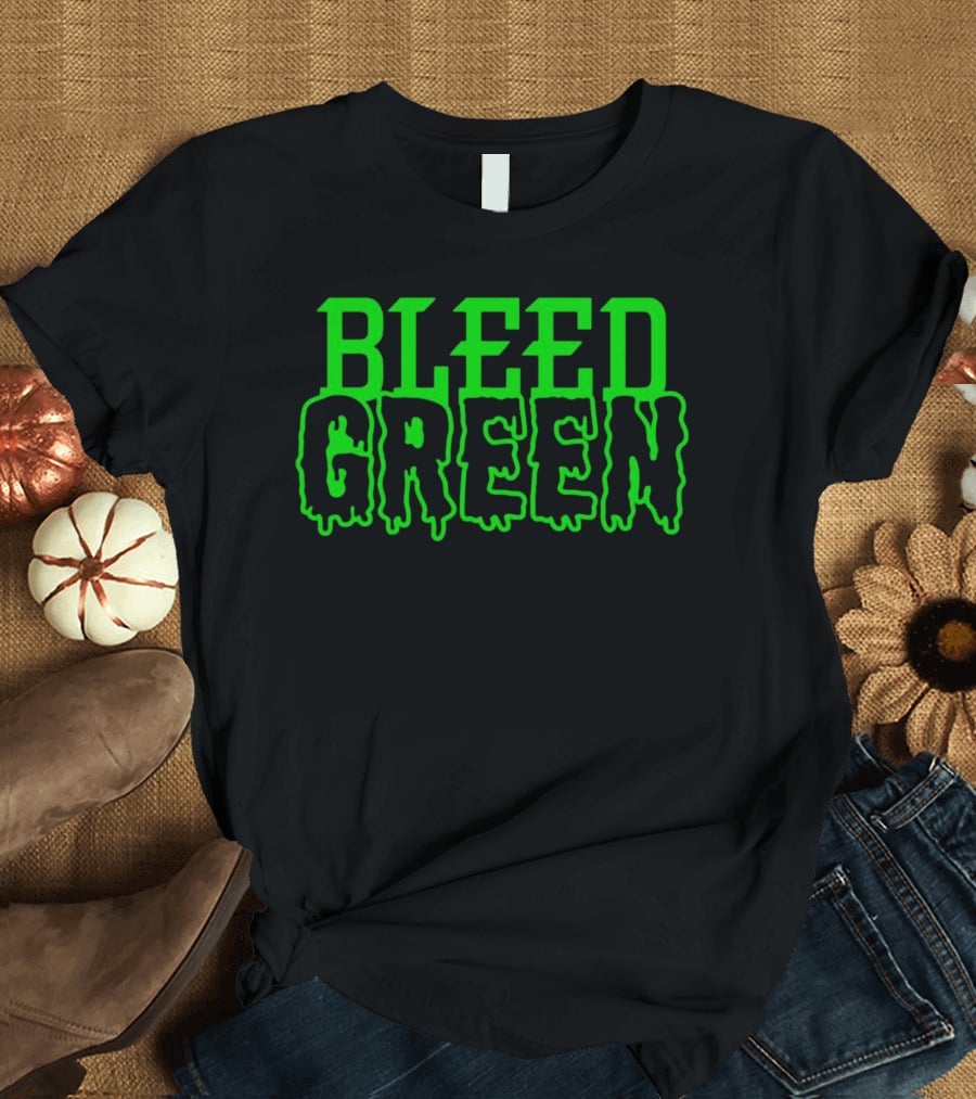 Bleed Green Dripping Neon Text T-Shirt