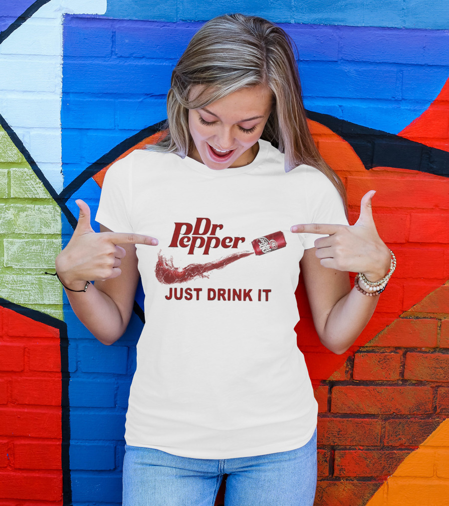 Dr Pepper Just Drink It Red Can Swoosh T-Shirt