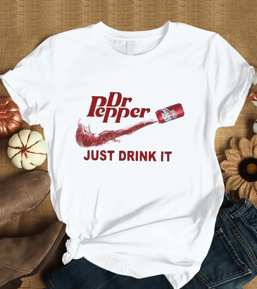 Dr Pepper Just Drink It Red Can Swoosh T-Shirt