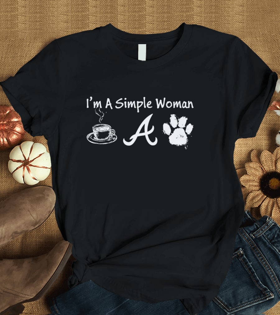 I'm A Simple Woman Coffee Atlanta Braves Paw Dog T-Shirt