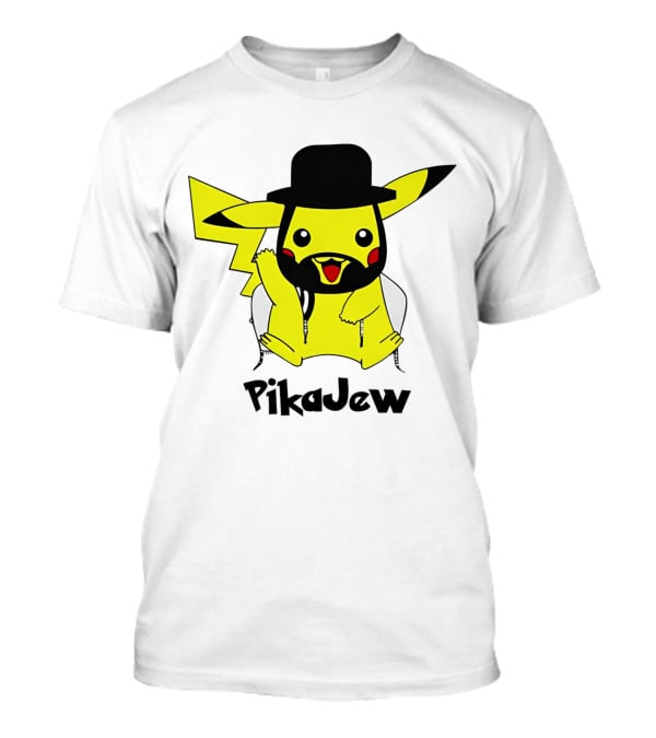 PikaJew Pikachu Hasidic Jewish Fusion Character With Yarmulke And Payot T-Shirt